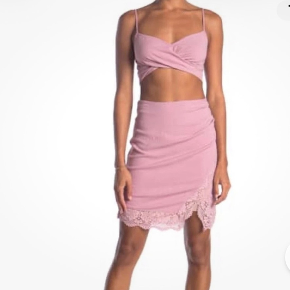 Free People Bliss Blush Va Va Voom Stretch Lace Set NWT